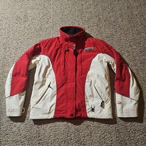 Spyder Ski Jacket Women's 8 Red Ivory Entrant Gll Mock Neck Some Discoloration